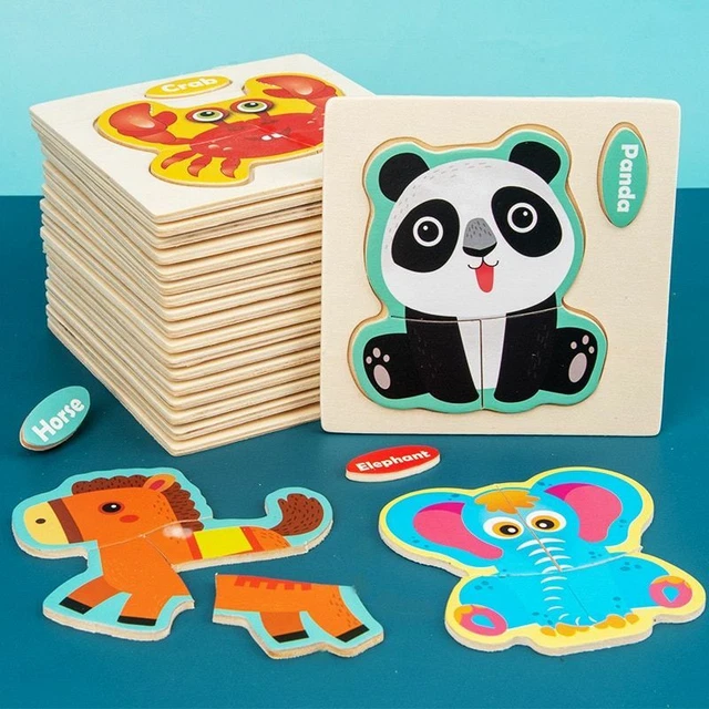 Educational Wooden Montessori Toy Puzzle Jigsaw Animal Cartoon Children Game New