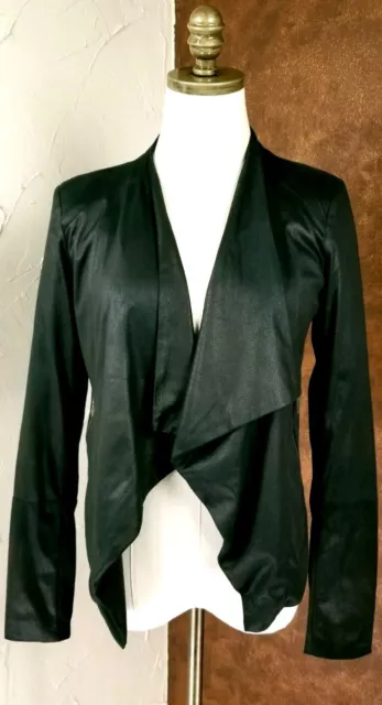 BB Dakota Faux Suede Black Jacket Size Small Open Drape Front