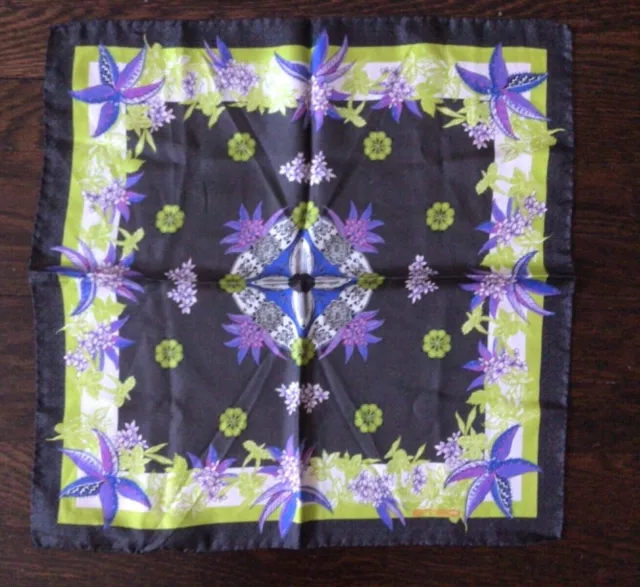 ETRO Milano Floral Square Silk Scarf 16.75-17” Made in Italy