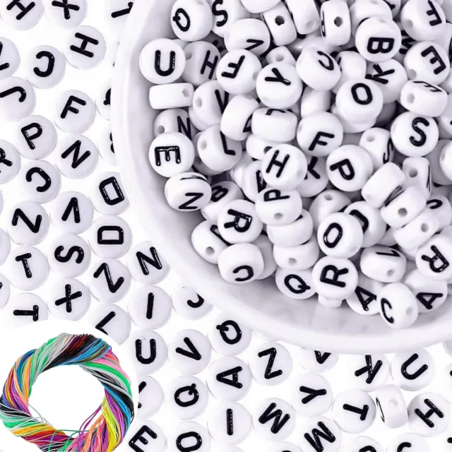 100 PZ PERLINE lettere alfabeto acrilico per braccialetti design lettera  inglese EUR 5,61 - PicClick IT