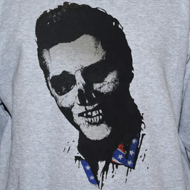 Elvis Skull Goth Rockabilly Punk Sweatshirt Unisex Grey S-XL 3