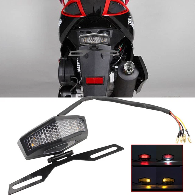US Motorcycle ATV Tail Brake Light Rear Lamp License Plate Turn Signal Assembly