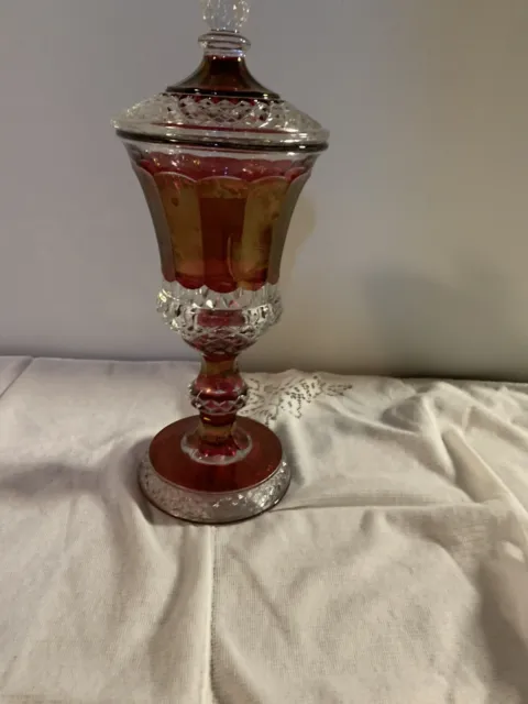westmoreland glass Vintage Cranberry Ruby Red Flash Urn - Excellent Condition