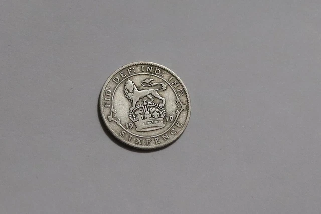 UK GB 6 PENCE 1919 Davies 1871a Small Reverse Legend B40 YL22