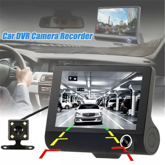 FHD 1080P Dashcam 3CH DVR Car Driving Recorder G-Sensor 170°Wide Angle Cameras