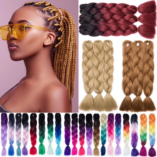 UK REAL LONG 3-5 Packs Full Head Box Braiding Hair Extension POP Ombre  Black Red £11.80 - PicClick UK