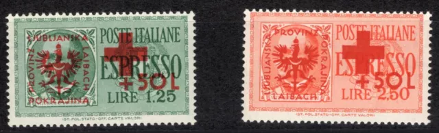 Bes. II WK Laibach Rotes Kreuz Marken MiNr. 29-30 einwandfrei postfrisch Befund