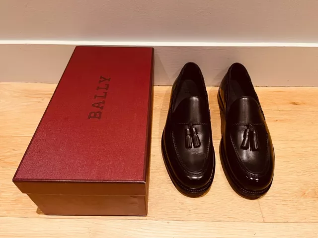 Bally Kenzio Mens Black Calf Leather Tassel Loafers Shoes UK 10.5 EU 44.5 £1050