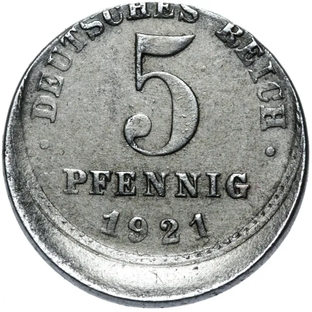 Deutsches Reich - Kaiserreich - J. 297 - Münze - 5 Pfennig 1921 E - Fehlprägung
