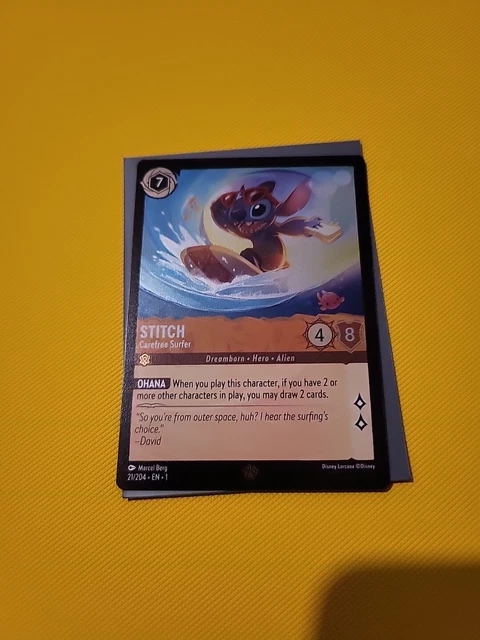 Disney Lorcana Stitch Carefree Surfer Foil Legendary 21/204 Holo