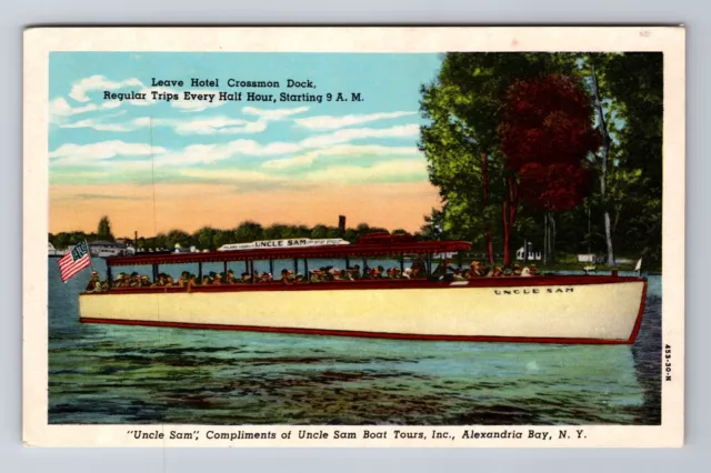 Alexandria Bay NY-New York, Uncle Sam Boat Tours, Antique, Vintage Postcard