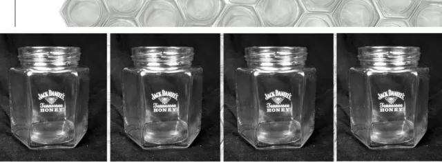 Jack Daniels Tennesse Honey Whiskey 4 X Mason Jar Glasses Hexagon Shape BNWOB