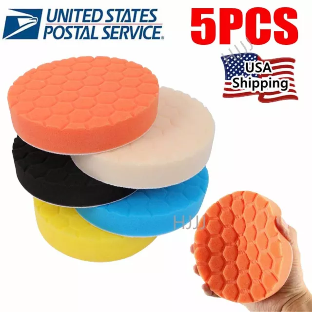 5Pcs 6inch Buffing Sponge Polishing Pad Kit Waxing For Car Polisher