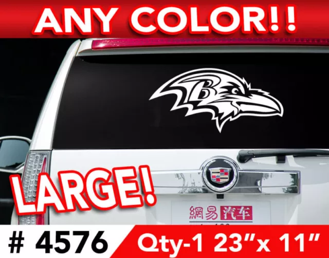 BALTIMORE RAVENS HEAD LARGE DECAL STICKER 23"x 11"