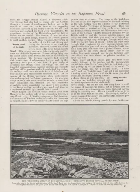 1916 WWI Magazine print AREA OF THE BRITISH OFFENSIVE NORTH OF THE SOMME 2