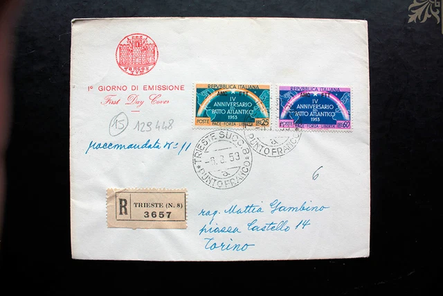 Fdc Trieste Amg-Ftt Travelled Registered Mail (F129448)