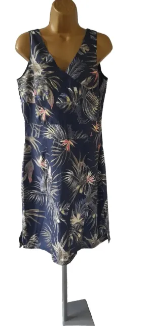 Jack Wolfskin Ladies Wahia Blue Floral Tropical Sleeveless Dress Size UK 10/12 