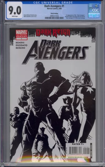 Dark Avengers #1 Cgc 9.0 1St Iron Patriot Dark Avengers 3Rd Third Printing