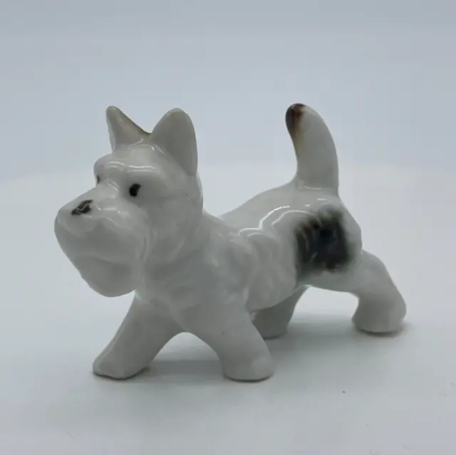Vintage Terrier Dog Figurine Standing Glossy Mid Century Japan 2 in x 2.75 in-A8