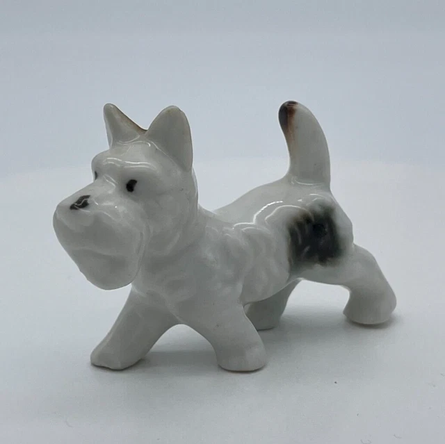 Vintage Terrier Dog Figurine Standing Glossy Mid Century Japan 2 in x 2.75 in-A8