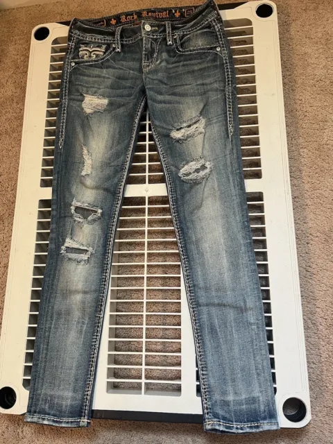 Rock Revival Women’s Jeans Abrienda Ripped Skinny Size 25