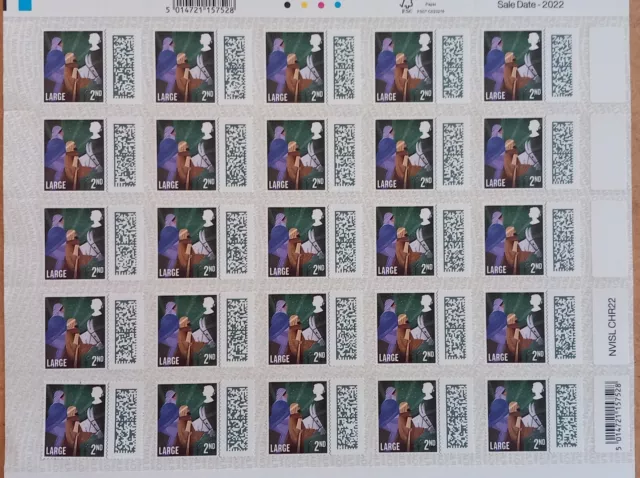 2nd class large 25x REPLICA Xmas stamps Philatelic Peel/stick mint Unfranked