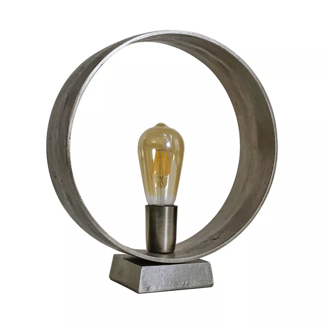 Gun Metal Circular Table Lamp Base Industrial Living Room Bedroom Light LED Bulb