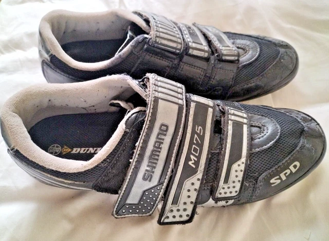 Shimano EU 46 Mens SPD Cleats Cycling Shoes Road MTB Three Straps Black MO75