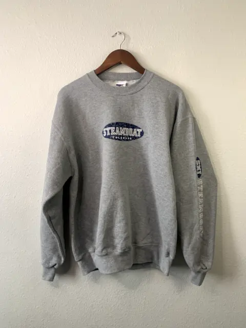 90s Vintage Jerzees Large L Ski Steamboat Colorado Gray Sweatshirt VTG