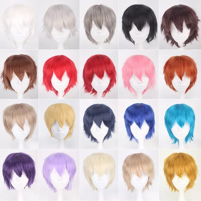 Unisex Anime Short Wig Straight Hair Cosplay Costume Party Heat Resistant Wigs