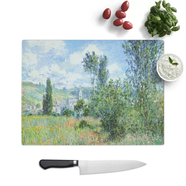 View Of Vetheuil Vol.2 By Claude Monet Chopping Board Kitchen Worktop Saver