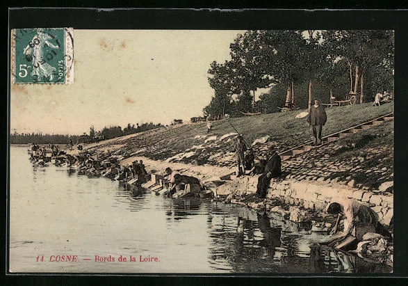 CPA Cosne, Bords de la Loire 1909