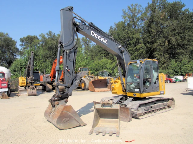 2017 John Deere 135G Hydraulic Excavator Cab A/C Aux Hyd Thumb Q/C Blade bidadoo