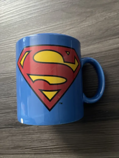 DC Comics Ceramic Superman Mug Blue Shiny Red & Gold Logo Superhero - Large Mug