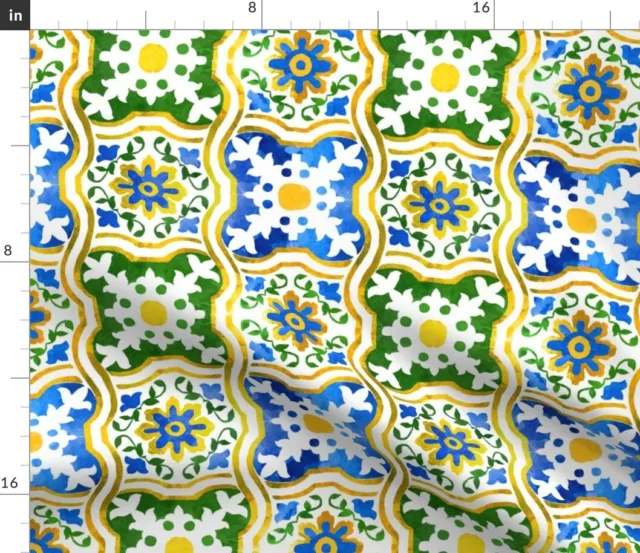 Spanish Tile Spanish Ceramic Pottery Folk Art Spoonflower Fabric by the Yard