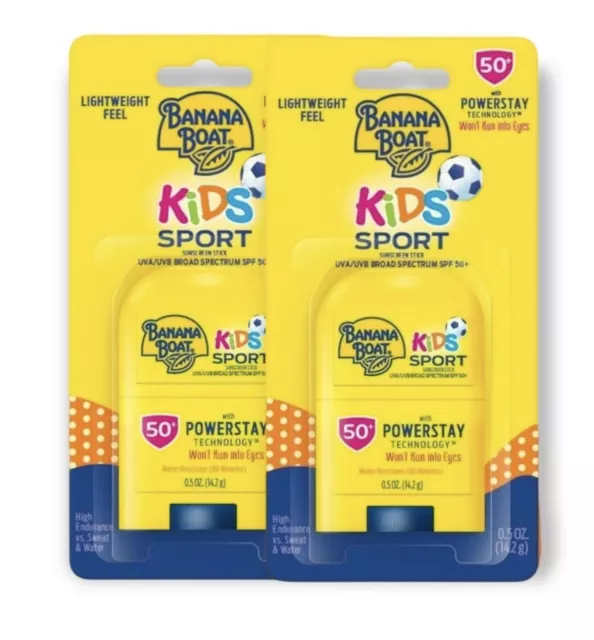 Banana Boat Kids Sport Sunscreen Stick Broad Spectrum SPF 50, 0.5 oz 2 Pack