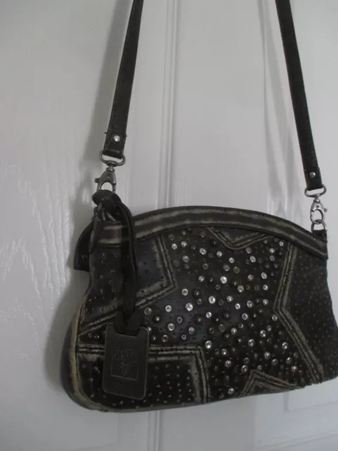 Frye Deborah Star Studded Crossbody Handbag Distressed Gray Black