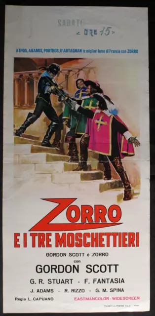 ZORRO E I TRE MOSCHETTIERI - Capuano - Scott, Greci - LOCANDINA ORIGINALE 1963