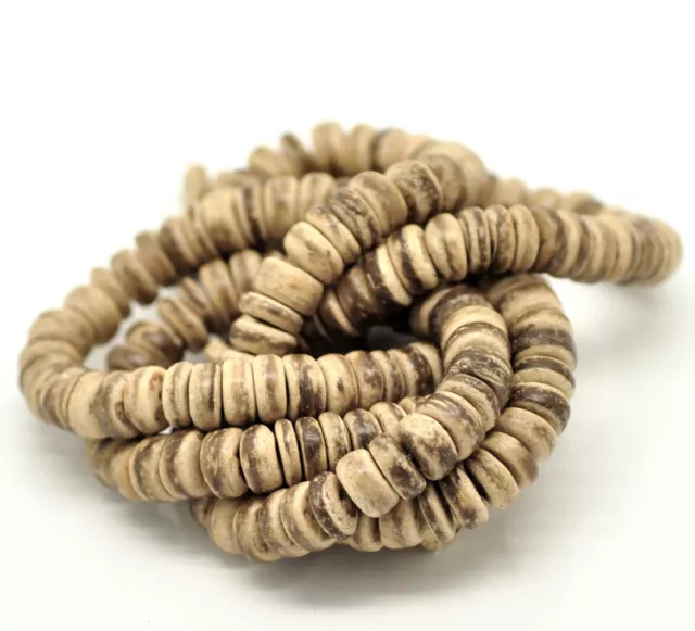 Coconut Wood Beads 8mm Rondelle Round - One 14" Strand 100 Beads Approx J18331W