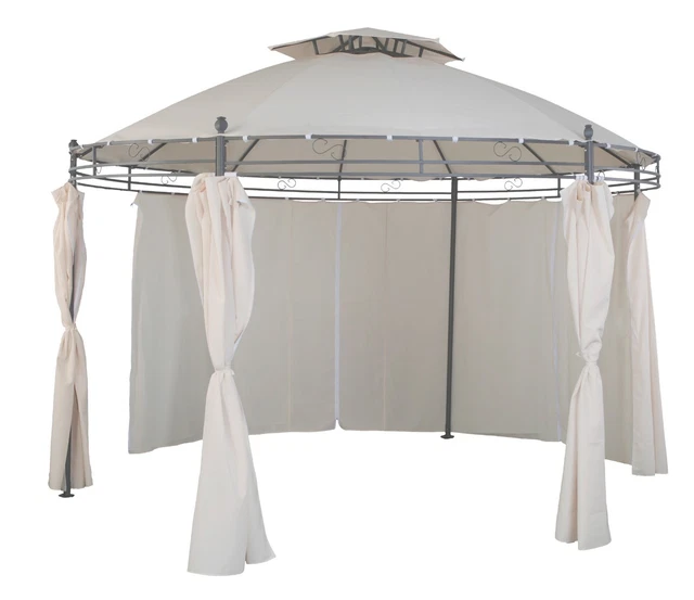 Gartenpavillon Sonnenpavillon Pavillon rund Ø 350cm beige inkl. Seitenteile