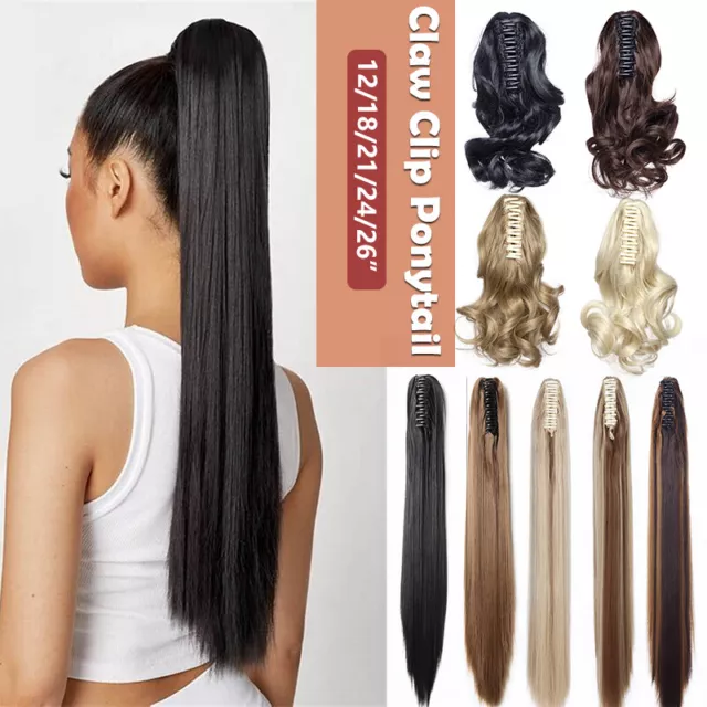 Claw Clip-On Ponytail Wig Piece Thick Hair Extension Tail Pony Synthetic AU