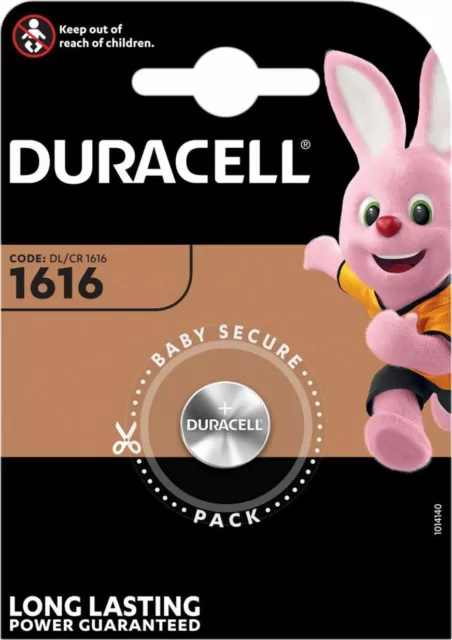 1 x DURACELL CR1616 3V Lithium Button Battery Coin Cell DL1616 1616 Long Expiry