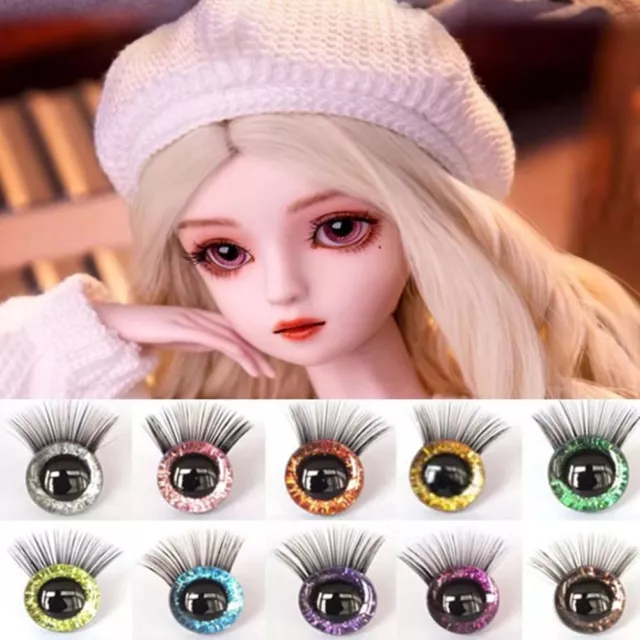 18mm Plastic Safety Eyes 10 Colors Eyes with Eyelash  Doll Accessories