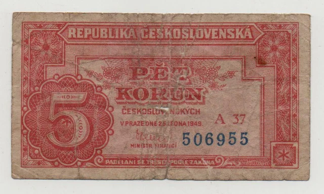 Czechoslovakia 5 Korun 1945 Pick 59 Look Scans