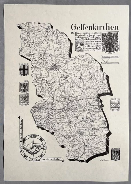 Historische Landkarte von Gelsenkirchen, Kunstdruck