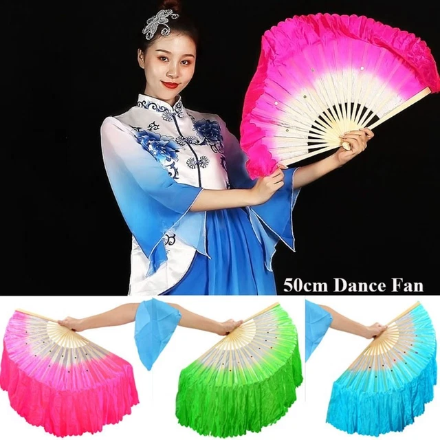 Ventilatori lunghi imitazione pavone seta 26 cm ventilatore performance fan danza bambù
