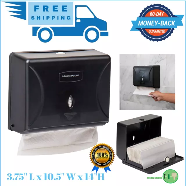 Hand Paper Towel Dispenser Wall Mount Touchless Commercial Folded Bathroom Black