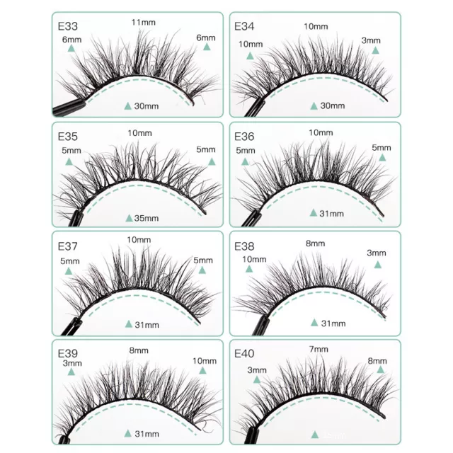 3D False Lash Ciglia Finte Trasparente Striscia Fascia Naturale Lungo Esile ❀  -