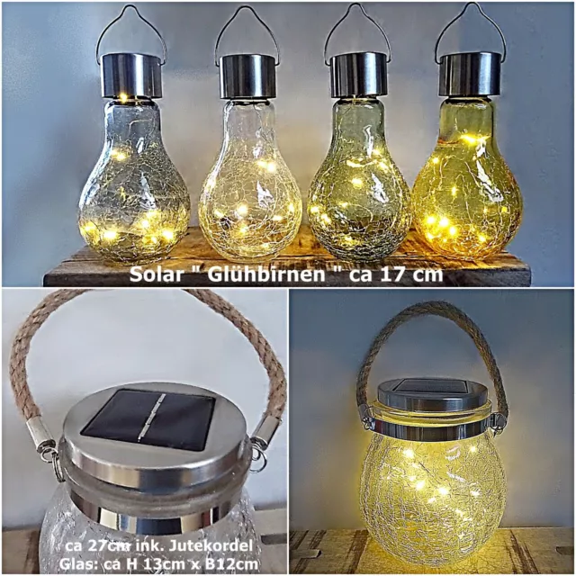 LED Solarlicht Solarleuchte Solar lampe Tisch Leuchte Laterne Glühbirne Garten