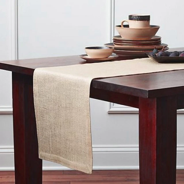 Corredor de mesa de arpillera Hessian boda flor ancha natural rústica E8N0 M7P0 F8G9